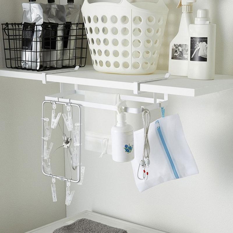 No-Punch Under Shelf Storage Basket Removable Under Cabinet Hunging Shelf Metal Wire Miscellaneous Hunging Rack for Kitchen