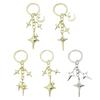 Elegant Cutout Four Pointed Star and Moon Keychain Pendant Durable Alloy Lightweight for Women Gift Bag Charm Accessory