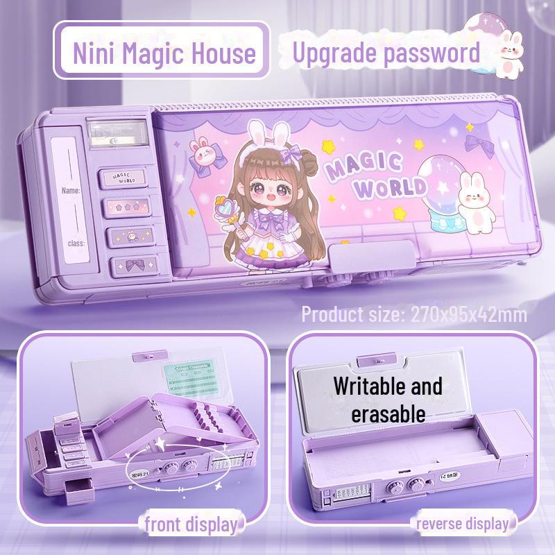 

Двухслойный многофункциональный пенал для мальчиков и девочек с паролем для учеников начальной школы