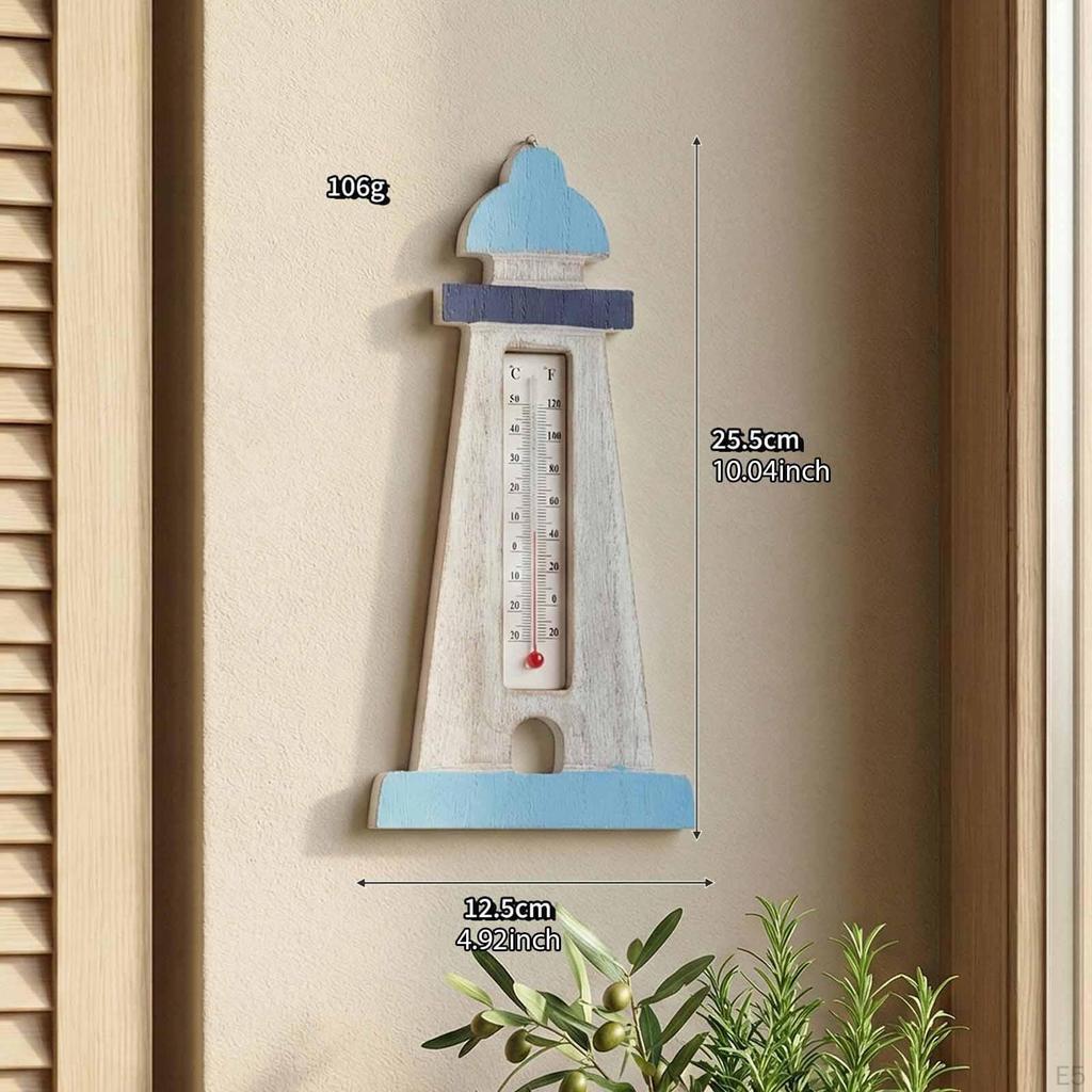 Holz-Wandthermometer Nautisch Innen Außen Hängendes Thermometer für Strandhaus Seehütte