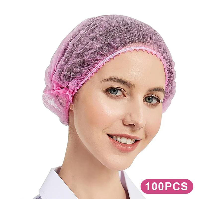 100PCS Kitchen Anti Dust Caps Disposable Hair Head Covers Net Bouffant Dustproof Breathable Shower Bathing Hats