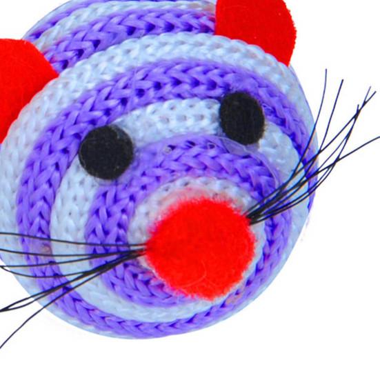 Ball Toy Cartoon Stripe Pet Supplies Nylon Rope Round Ball Mouse Long Tail Toy for Cat