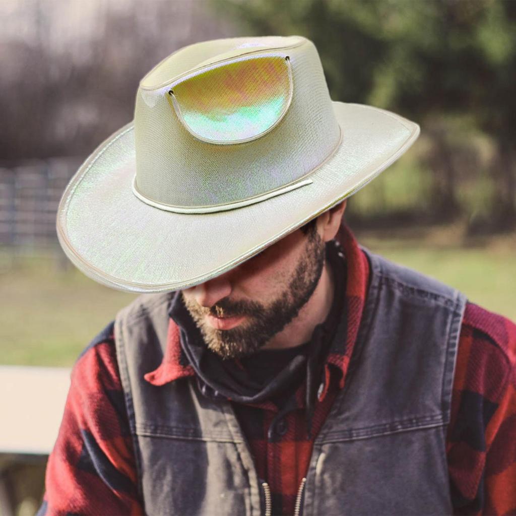 Glow in The Dark Cowboy Hat Cowgirl Hat Party Headwear Cowboy Hat LED Hat Dress up Battery Operated Party Cowboy Hats Sparkly