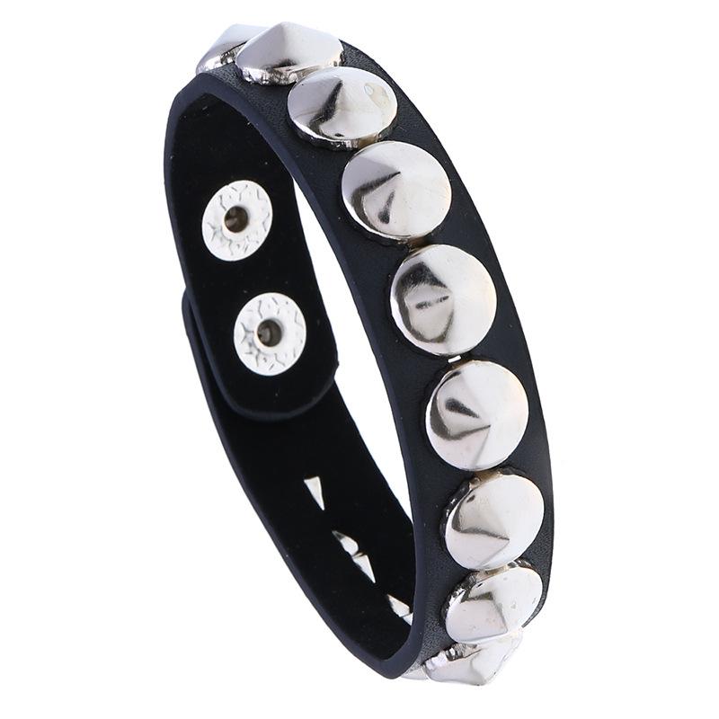 DIEZI Personality Hip Hop Men Spiked Rock Bracelet Bangle Women Vintage Punk Cosplay Black PU Leather Wrap Bracelet New Jewelry