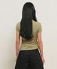 GENERALIDEA Drape Shirred Jersey Blouse [Light Khaki] / Gf2Lts527