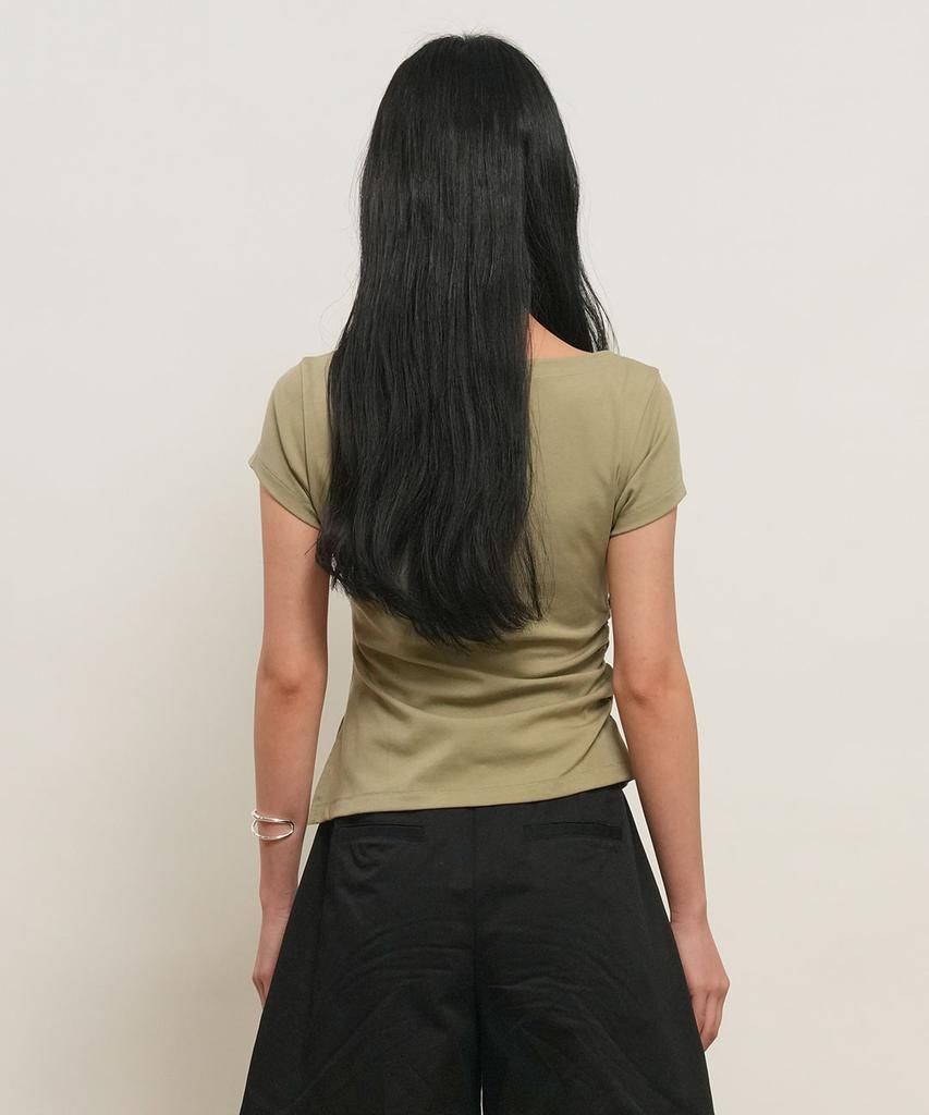 GENERALIDEA Drape Shirred Jersey Blouse [Light Khaki] / Gf2Lts527