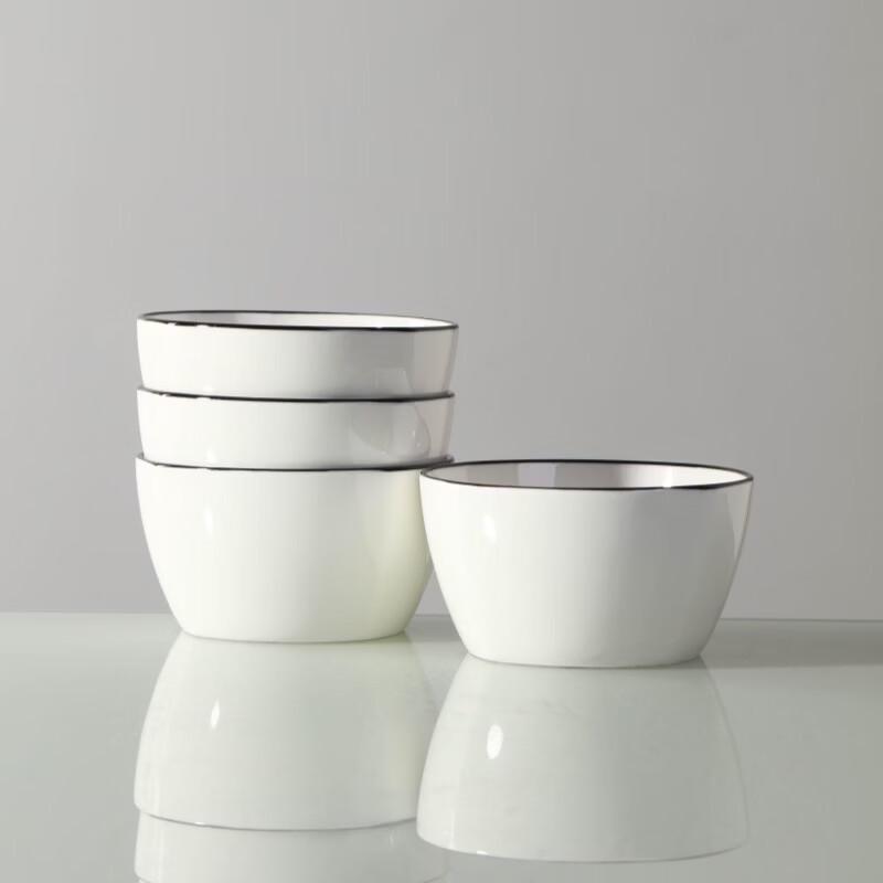 Haoya Jingdezhen Underglaze Ceramic Square Rice Bowls, Set of 4