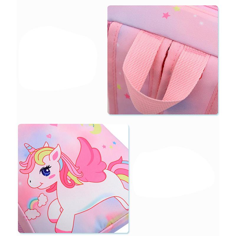 Kids Backpack Students Cute Cartoon Mermaid Unicorn Printing Large Capacity School Bag Lightweight