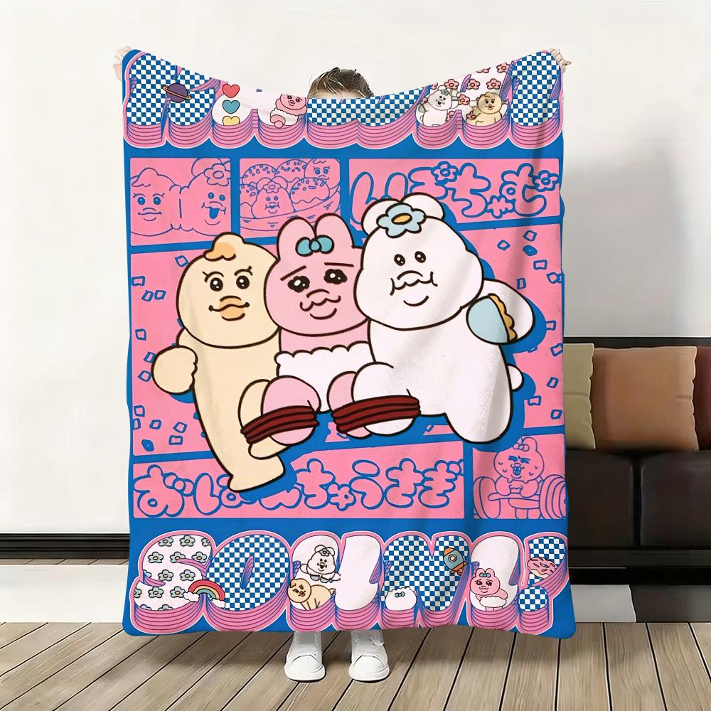 Throw Flannel Fluffy Cute Soft O-Opanchu Blanket Warm Skin-Friendly Bunny Cartoon Throw Usagi For Sofa Bed Office Nap Winter