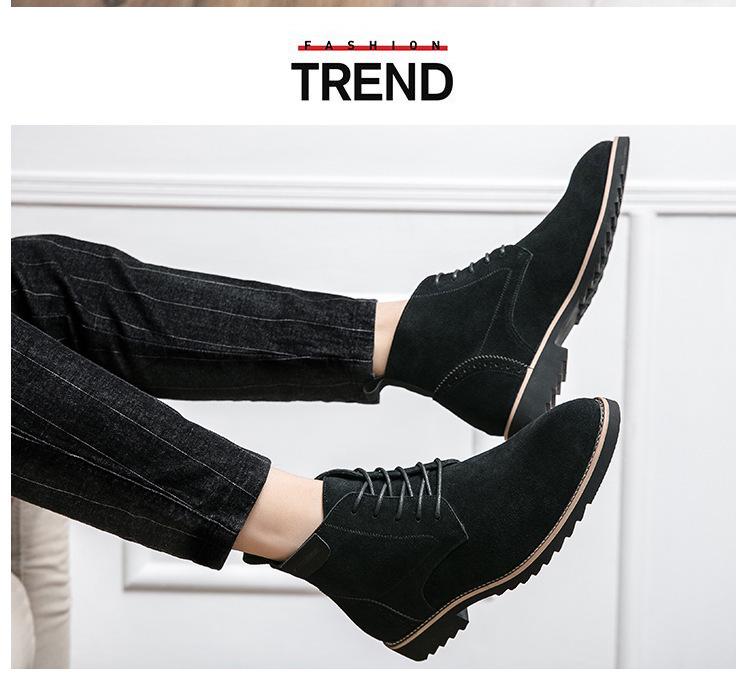British Style Plus Size Mid-High Suede Men's Boots, Sizes 38-46, Autumn/Winter 2024 Fashion