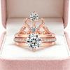 INN Vintage Luxury Ring For Women Elegant Exquisite Cubic Zirconia Queen Crown Engagement Wedding Ring Set Jewelry Gift R350-2