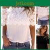 Elegant Women's Off-shoulder Short Sleeve Lace Hollow Casual T-shirt Blouse For Summer Outings