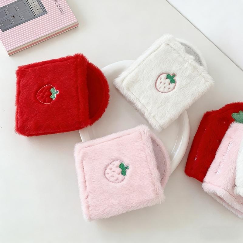Plush Photocard Binder Cover Cute Strawberry Refillable Page Cartoon 3 Rings Binder Photo Album Shell Organizers