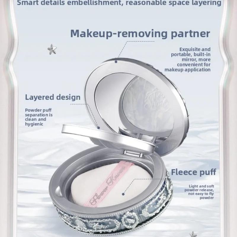 Flower Knows Shell Pearl Collection Baked Powder Mixed Color Honey Powder Clear Matte Makeup Setting Powder Natural Bronze Glow