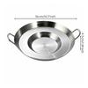 Uncoated Stainless Steel Grill and Fry Pan Induction Compatible Round Concave Frying with Two