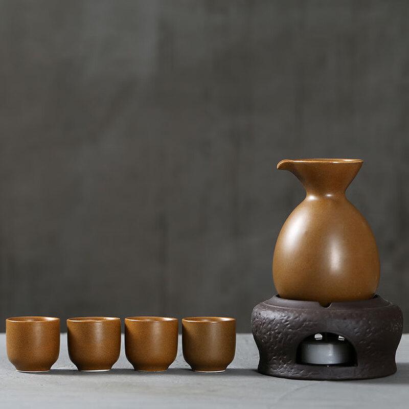 Yellow Ceramic Wine Warmer Set