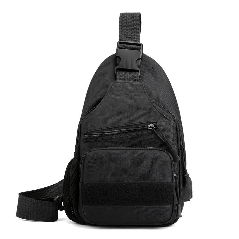 New camouflage breast bag, outdoor casual charging messenger bag, waterproof Oxford cloth breast bag, outdoor mountaineering shoulder bag.