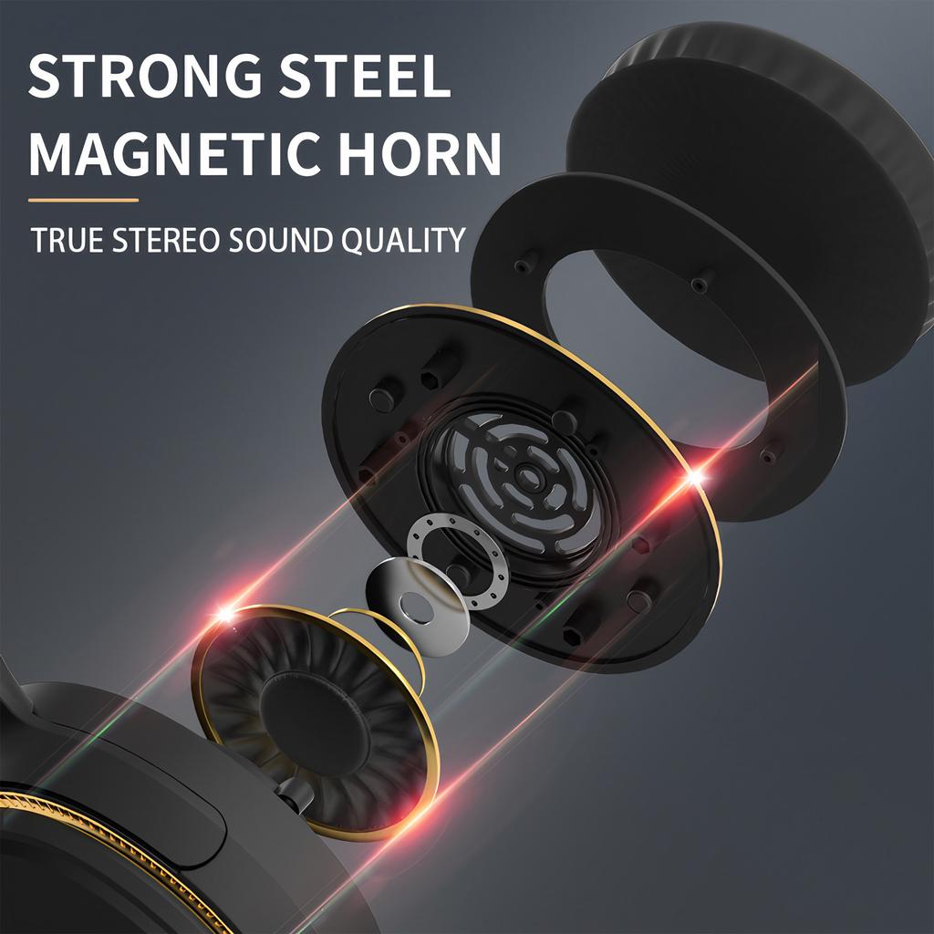 Wireless Foldable Over-Ear Bluetooth Headphones with Wired Option and Breathing Light for Gaming Music Sports Use