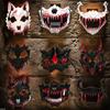 Blood Half-Face Mask Men Dragon Tiger Wolf Mask Horror Halloween Costume Props Skeleton Carnival Mask Party Cosplay Prop