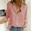 Camicette da Lavoro da Donna Bluse Casual con Scollo a V Top Camicia Manica Lunga Bottoni Leggera Colore Camicette Casual da Lavoro