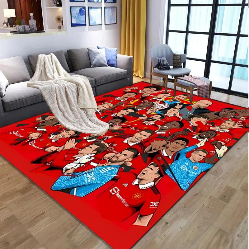 Tappeto con Fantasia Squadra di Calcio, Tappetino Interno/Esterno, per Picnic, Sala Giochi, Camera da Letto, Ufficio, Soggiorno, Tappeto Decorazione Casa, Regalo di Compleanno