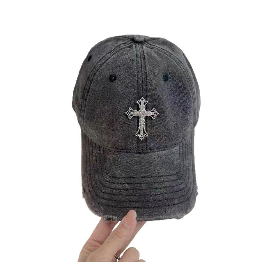 American retro old washed cotton cap fashion personality cross hole baseball cap men's and women's casual hat