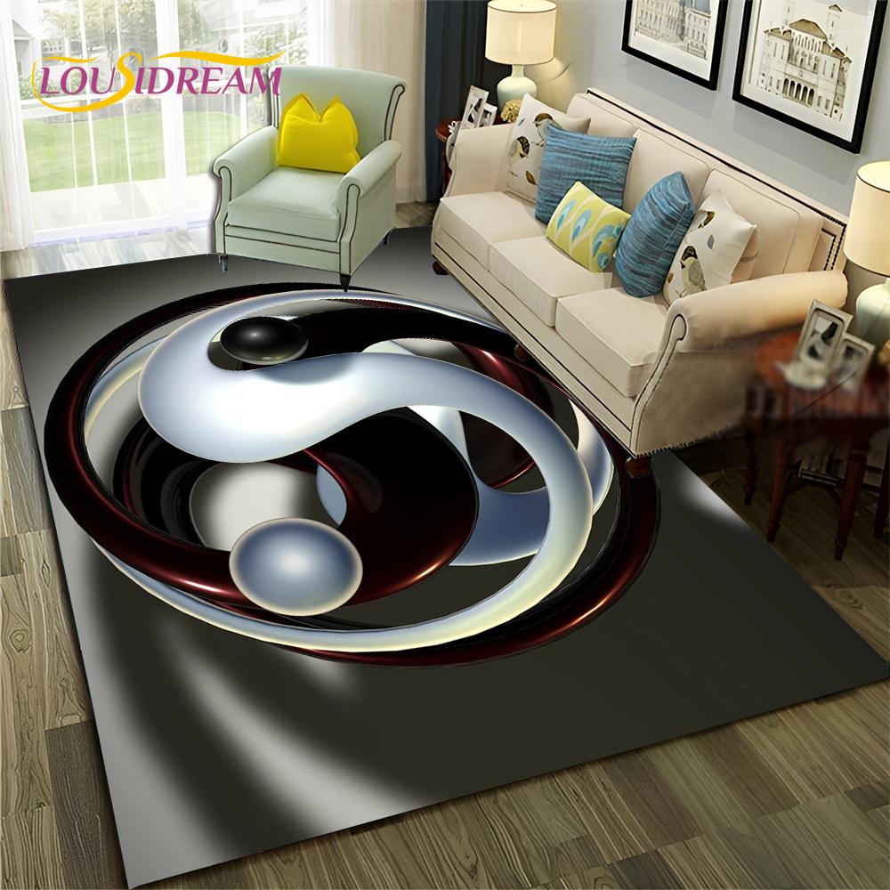 Chinese Bagua Yin Yang 3D Tai Chi Carpet Rug for Home Living Room Bedroom Sofa Doormat Decor,Child Area Rug Non-slip Floor Mat