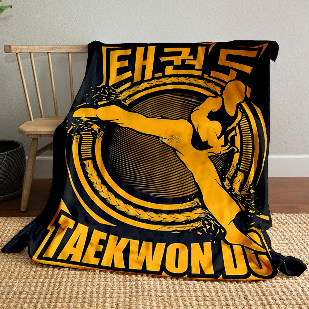 

Taekwondo Silhouette Yellow Black bedroom Blanket for Livingroom Couch lunch break Soft throw for Friend s festival Gift 80cm x 120cm