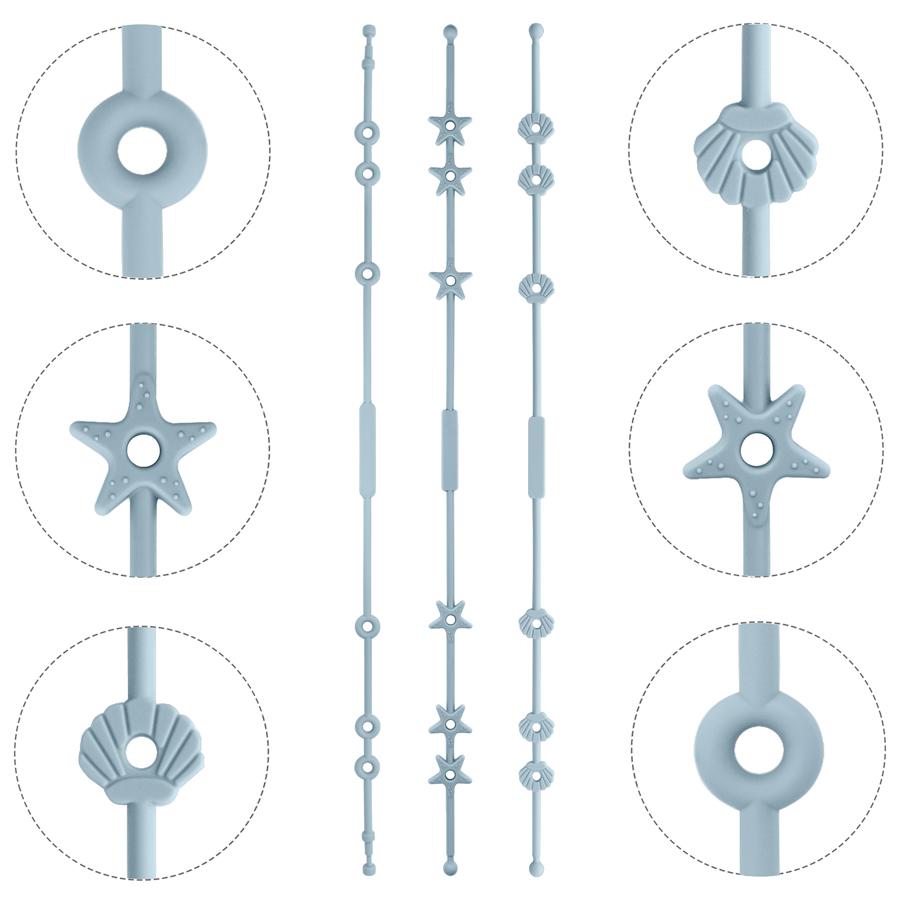 Color Kids 3PC Silicone Pacifier Clips Solid Color Pacifier Chain Cartoon Baby Toys Adjustable Baby Essentials Soft Baby Gift