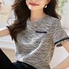 New Summer Fashion Style Oversized Loose Casual T-shirts for Women Retro Splicing Plaid Chic Short Sleeve O Neck Tops