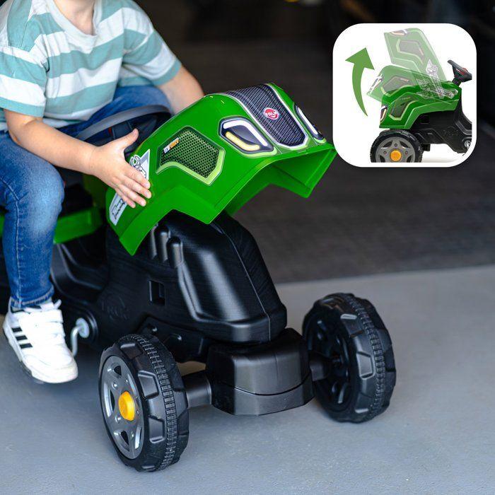 Tracteur à pédales enfant - FALK - Terra Maxx Vert - Capot ouvrant - Remorque amovible - Assise réglable