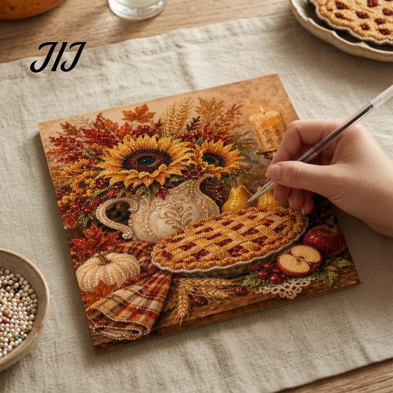 DIY Faux Pearl Art for Adults Autumn Painting Kit, Pumpkin Turkey Easy Craft Kits Kids Sunflower 3D Wall Kit Handmade Fall Home Decor Thanksgiving