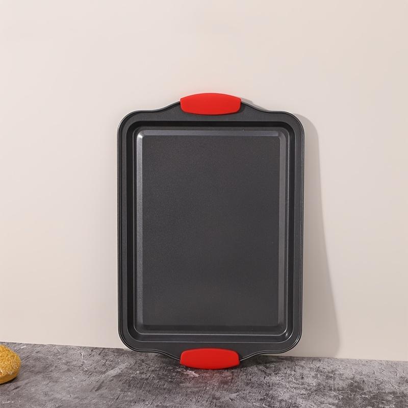 

1pc Non-stick Baking Tray | Carbon Steel, Heat-resistant, with Red Silicone Handle, Easy to Clean, Suitable for Cookies, Cakes, and Bread | Brand: LDQ Small