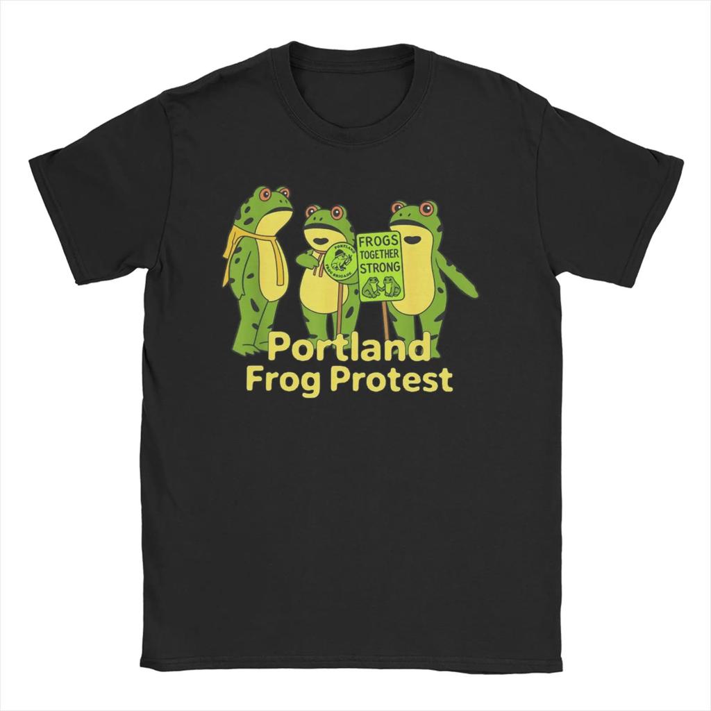 Śmieszne koszulki z memami Resist Portland Żaba Rage Against The Machine Sztuka z żabą Bawełniana koszulka z krótkim rękawem Dekolt O Ubrania Unisex