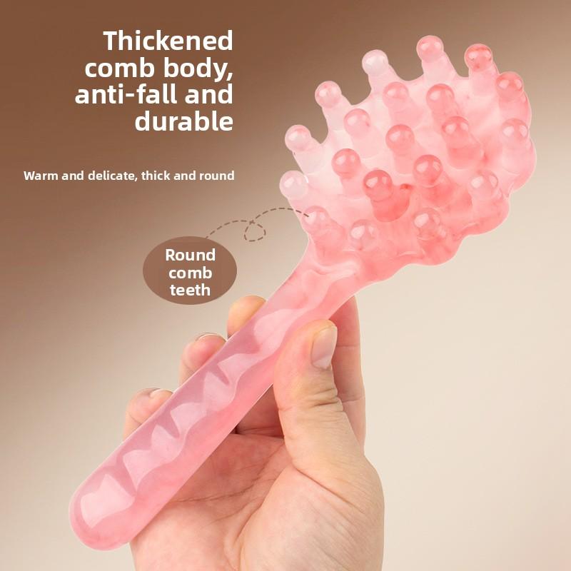 1/3 Stück Multifunktionale tragbare Massagebürste mit langem Griff für Haare, Meridiane, Bauch und Ganzkörper-Breitzahn-Therapiemassage