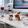 Valentine's Day Mouse Ornament Woolen Mouse Couple Desktop Figurine Multi-Tiered Tray Desktop Decoration Valentine's Day Gift Anniversary Gift