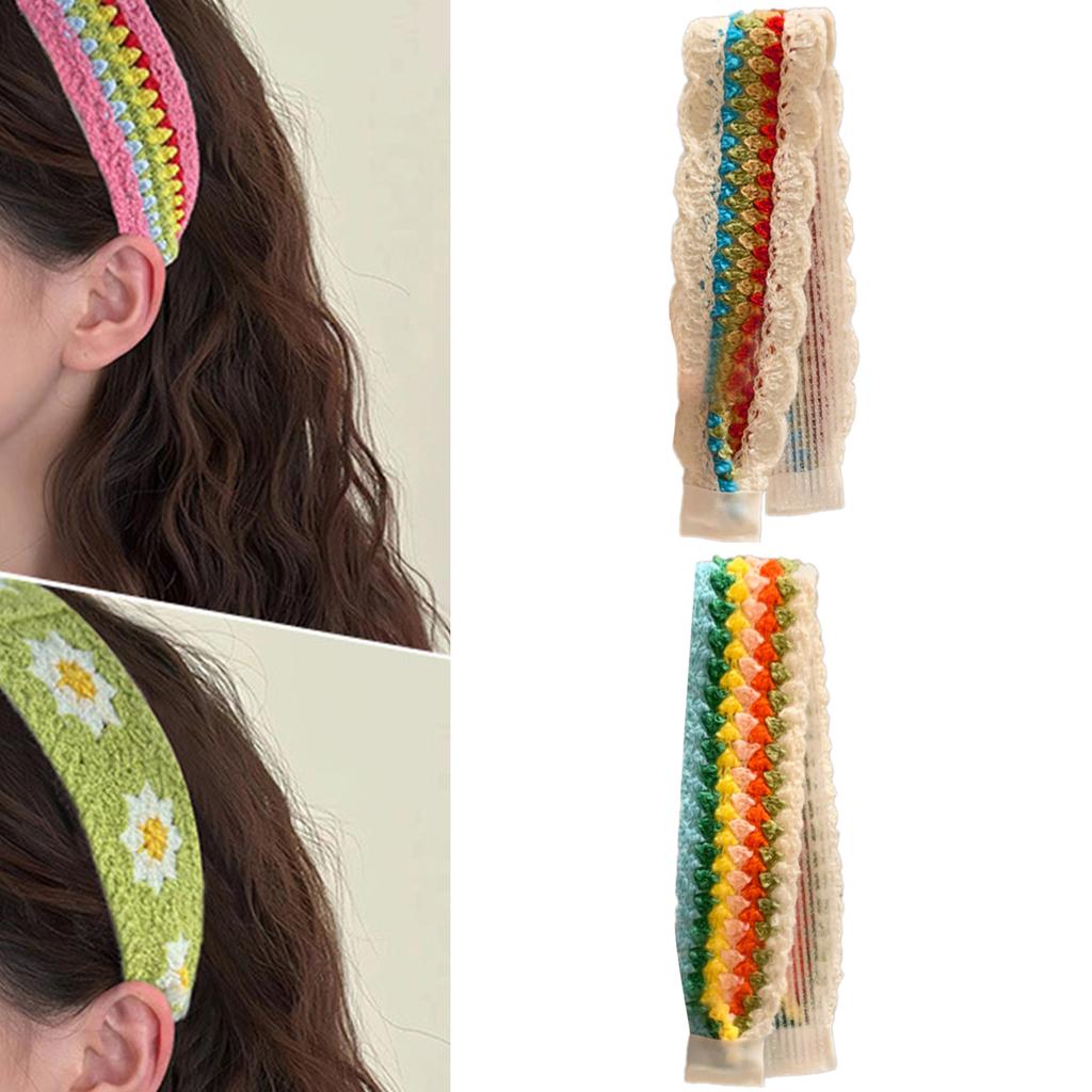 Retro Knit Adjustable Hairband for Adults Soft and Comfortable Headband Knitting Floral Hairpieces for Women and Girls