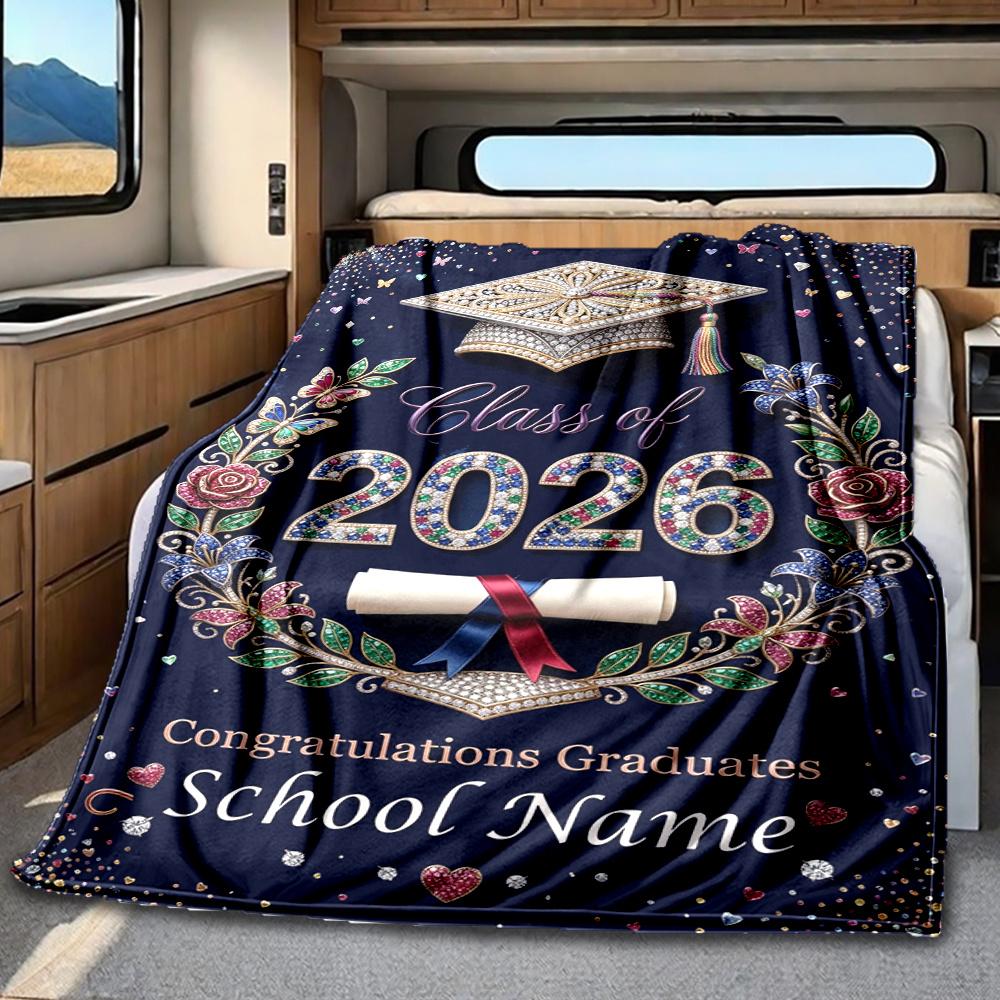 2026 Future Belongs You Graduation Celebration Blanket Personalized Name Soft Comfortable Stylish Blanket Car Blanket Perfect For Travel Camping