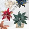 Velvet Poinsettia with Champagne Gold Sequins – Christmas Tree & Wreath Decor