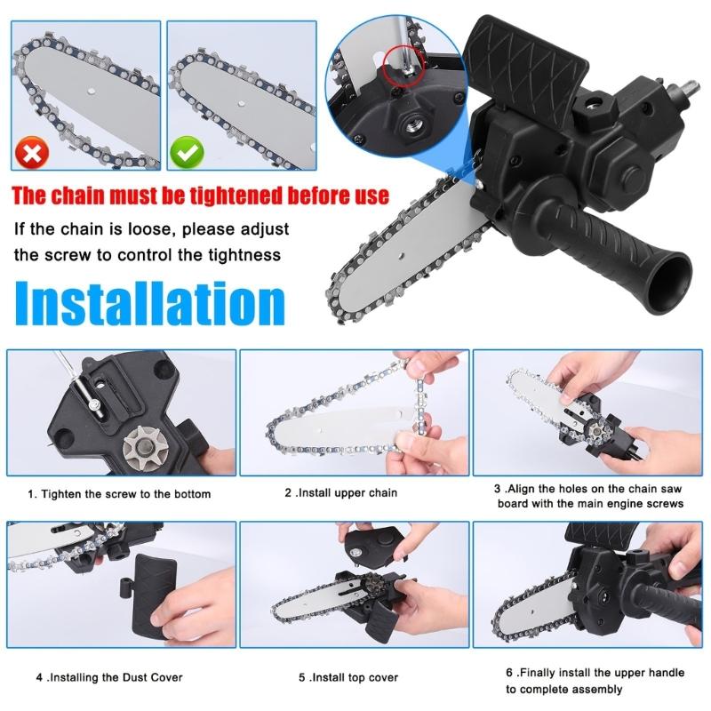 Portable Handheld Mini Electric Chainsaw Conversion Head Turn Your Regular Drill Into a Powerful Cutting Tool