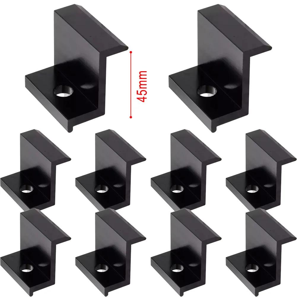 10Pcs End Clamp Accessories Aluminum Alloy PV Racking Replacement 30mm/32mm/35mm/40mm Assembly Black Brand New