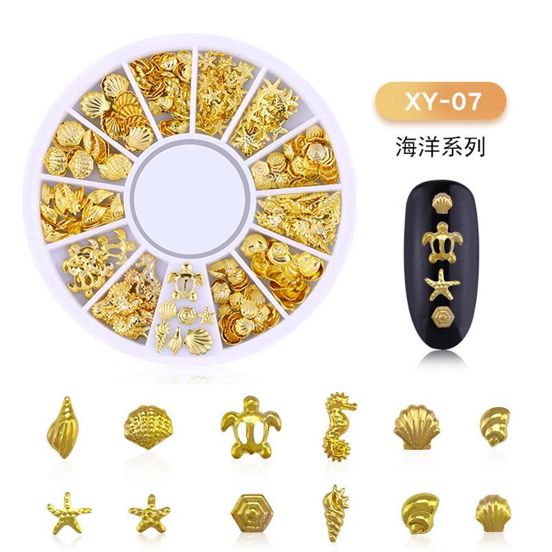 Nagel-Maniküre-Mix, Mini-Maniküre-Schmuckzubehör aus vergoldeter Legierung für Nagelkunst