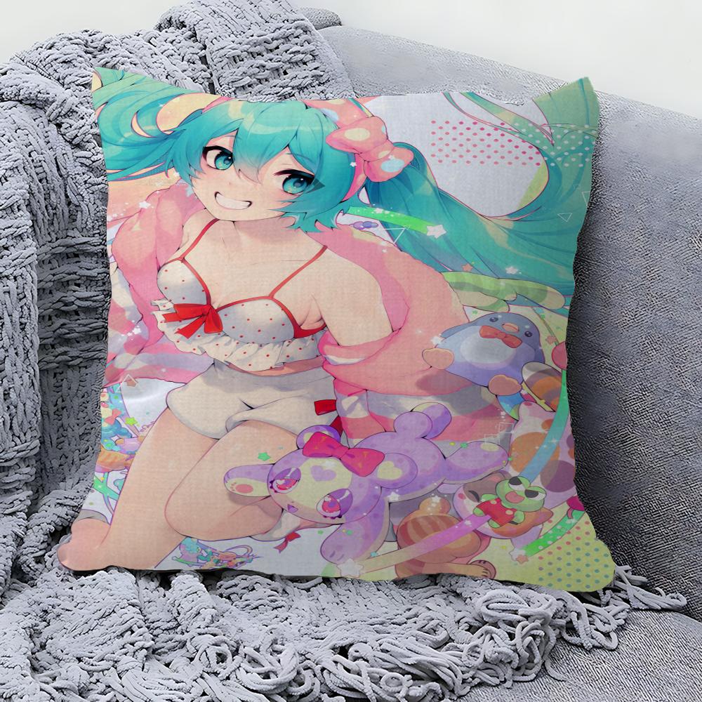 Amine H-Hatsunes-M-Miku Girls Pillow Cushion Cover Pillowcase Living Room Sofa Home Decor Customized
