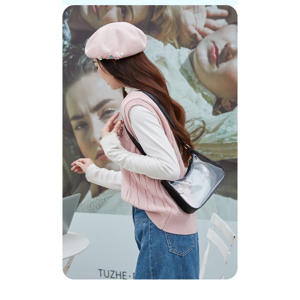 Transparente Handtasche, Minimalistisch, Unterarmtasche, Damenhandtasche, Vielseitige Umhängetasche