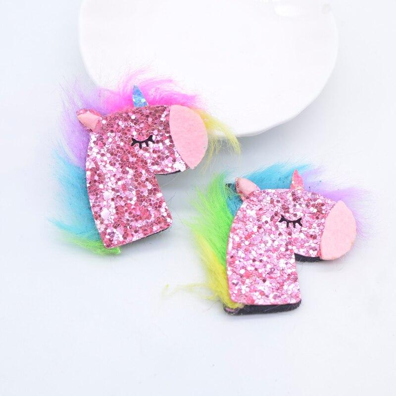 10 sztuk 45mm kolorowa grzywa jednorożec aplikacja Scrapbooking Ornamnet naszywki DIY artykuły rzemieślnicze