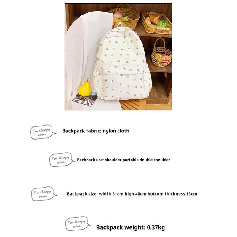 Dámský potištěný batoh - Nastavitelné ramenní popruhy, Studentská taška na knihy, Každodenní ležérní batoh na cestování, do školy, na dojíždění.