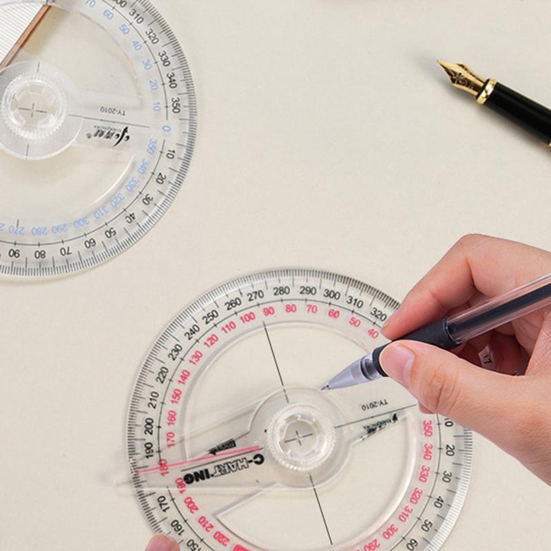 Arm Rotary Measuring Ruler Plastic 360 Degree Pointer Protractor Angle Finder