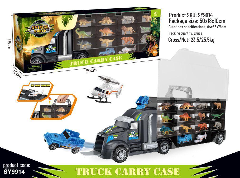 P858 Dinosaur Storage Toy Truck - Pull-back Freight Car Model