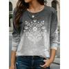 Women's Long Sleeve Crew Neck Gradient Heart & Butterfly Print Casual T-Shirt, Regular Tops for Spring Summer Daily Wear