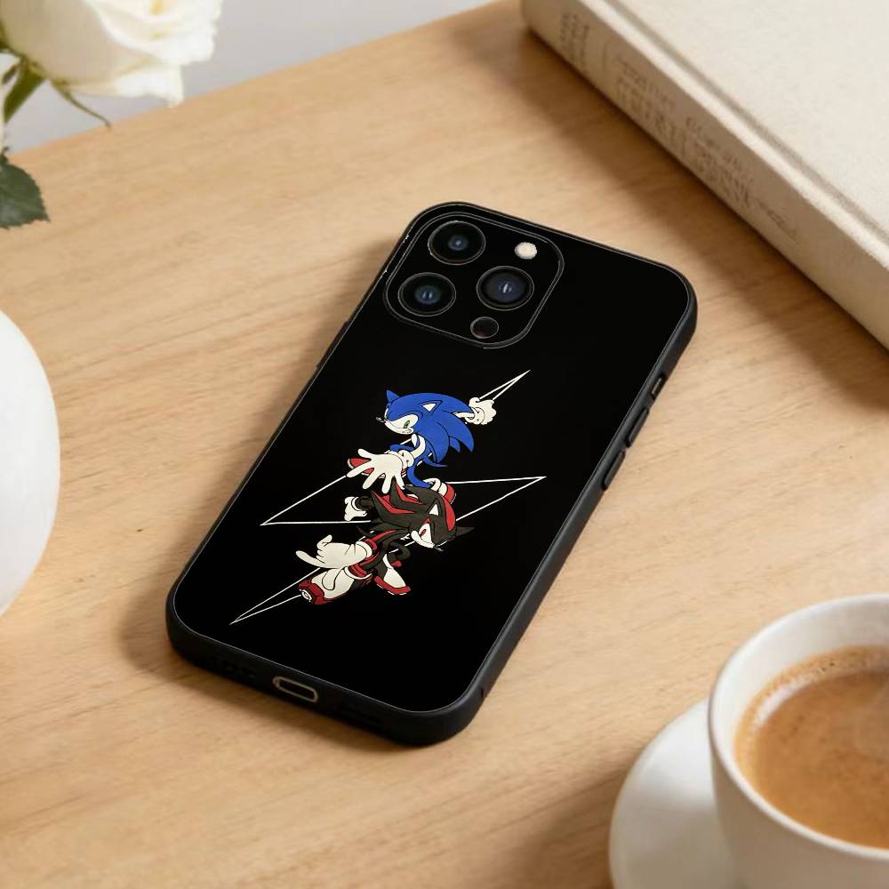 Hedgehog Knuckles Phone Case For iPhone 16,15,14,13,12,17,Pro Max,Plus Silicone Black Case
